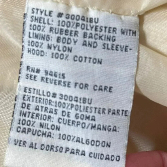 VTG F.W. Fischer Outerwear Raincoat Cream Baby Embroidered Floral 2(S) Pleated - Picture 5 of 14